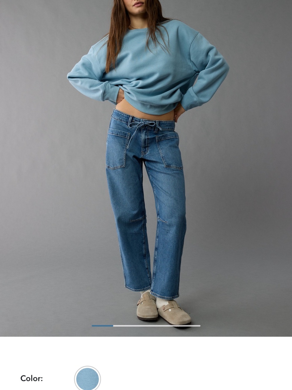 American Eagle Outfitters everyday luxe crew Light Blue Pullover Sweatshirt